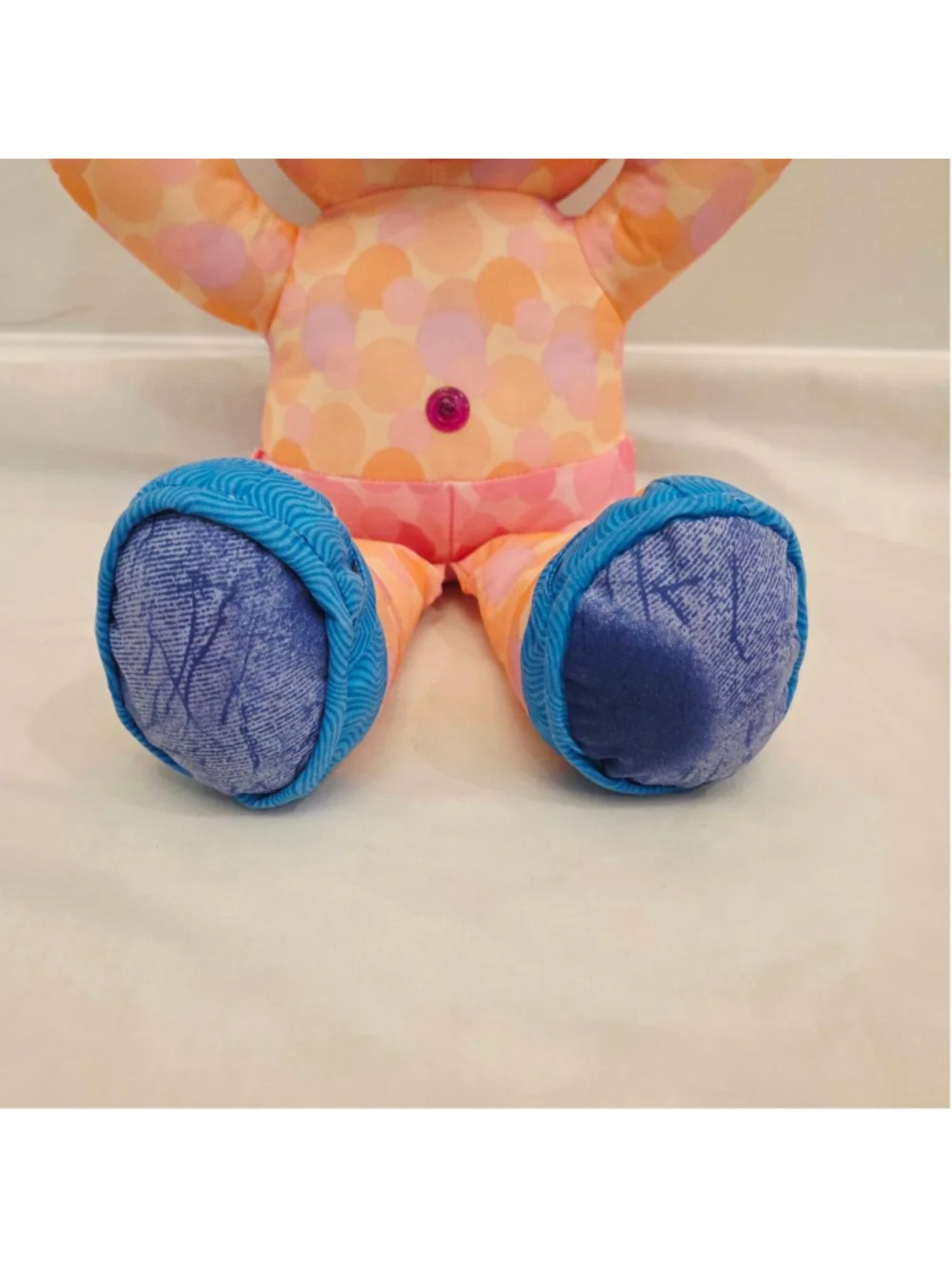 Doodle Bear Stuffed Animal Orange Pink Polka Dot 2006